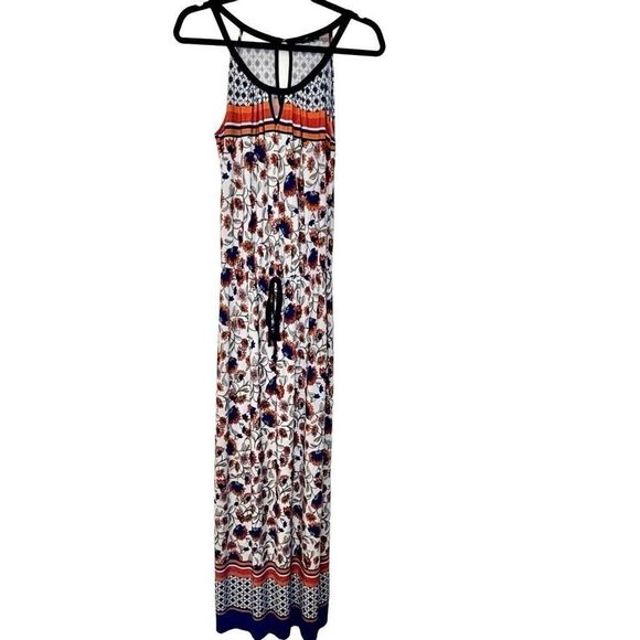 Enfocus Studio Cinched Waist Floral Keyhole Halter Maxi Dress Multicolor Small - Picture 1 of 4